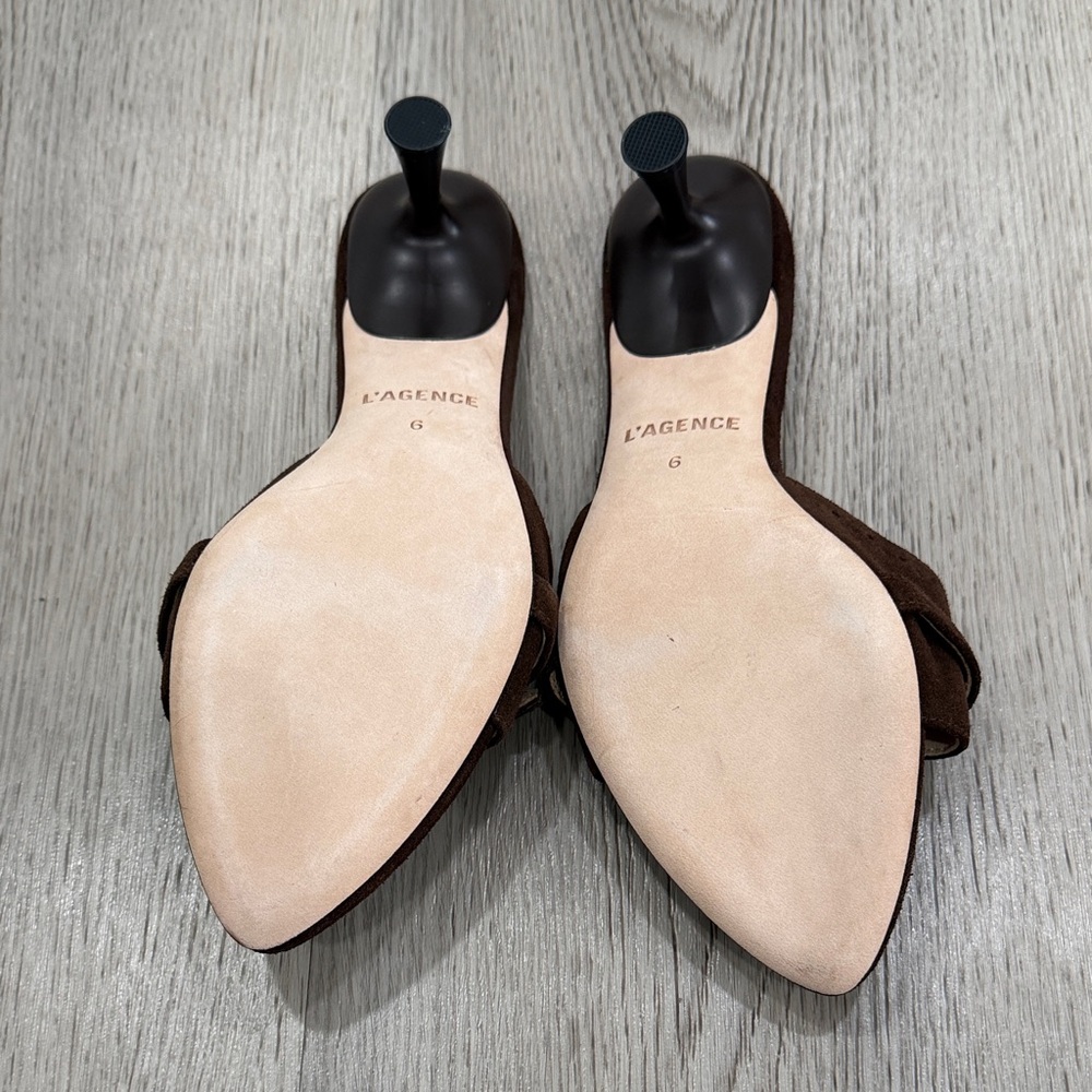 L'AGENCE Dark Brown Suede heels - Picture 2 of 3